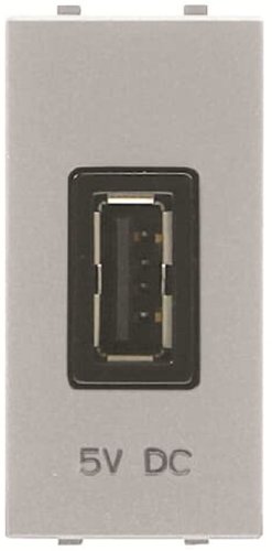 Розетка USB тип A без рамки ABB Niessen Zenit 1-м. 1 мод. 2000 мА N2185.2 PL серебро картинка